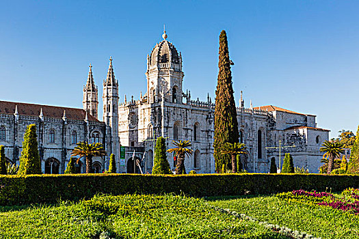 圣玛丽教堂,花园,杰洛尼莫许修道院,16世纪,建筑,特色,曼奴埃尔式,里斯本,葡萄牙