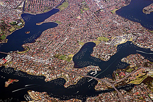 河,悉尼,澳大利亚,俯视