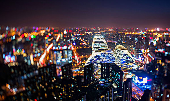 北京望京移轴夜景