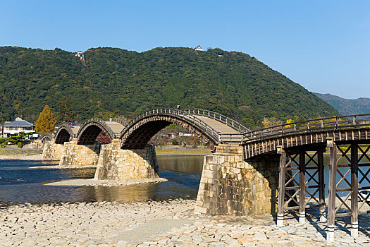 传统,桥,日本,木质,拱桥