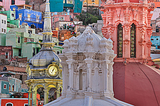 墨西哥,瓜纳华托,彩色,房子,教堂,圆顶,画廊