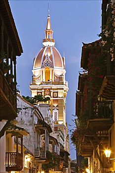 大教堂,街景,卡塔赫纳,哥伦比亚