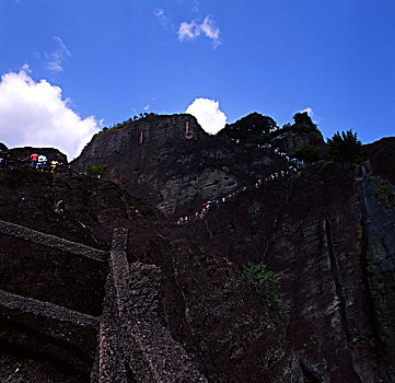 福建,武夷山,全景,群山,河流,白云,蓝天,世界遗产地,漂流,观音峰,玉女峰,鹰嘴峰