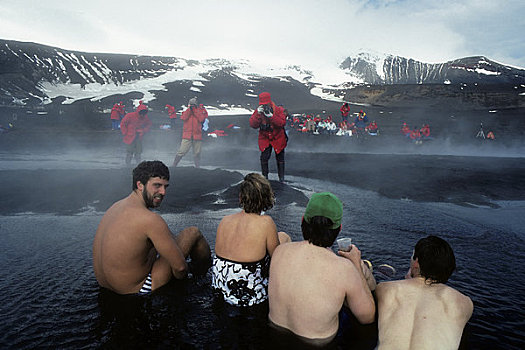 南极,欺骗,游客,浴,温泉