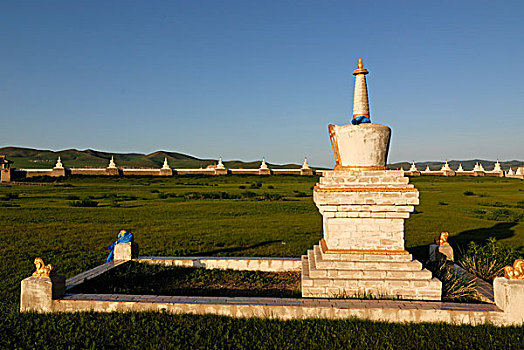 佛塔,墙壁,寺院,喀喇昆仑,蒙古,亚洲