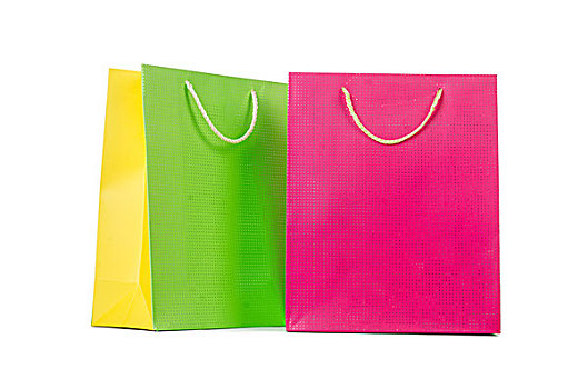 彩色,购物袋,隔绝,白色背景