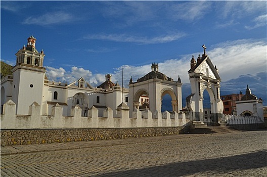 朝圣,教堂,科帕卡巴纳,的的喀喀,玻利维亚