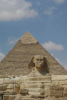埃及开罗哈夫拉金字塔和狮身人面像