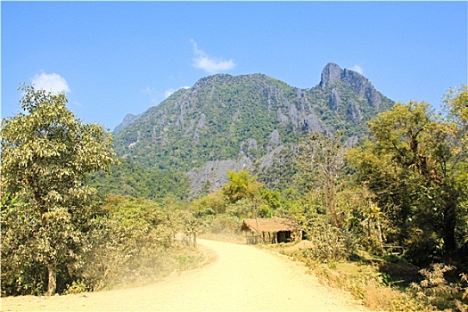 乡村道路,万荣,老挝