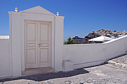 闭门,墙壁,锡拉岛,希腊,欧洲