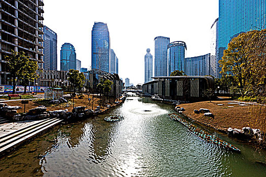 杭州钱江新城建筑群全景