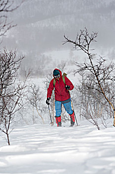 男人,滑雪