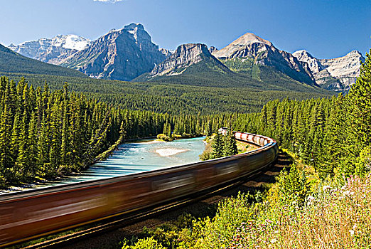 列车,著名,靠近,路易斯湖,班芙国家公园,艾伯塔省,加拿大
