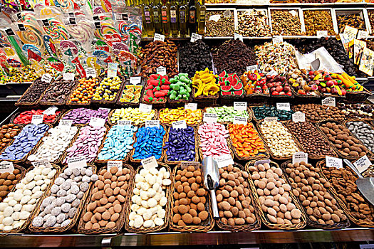 甜食,巧克力,糖果,市场货摊,步行街,巴塞罗那,加泰罗尼亚,西班牙,欧洲