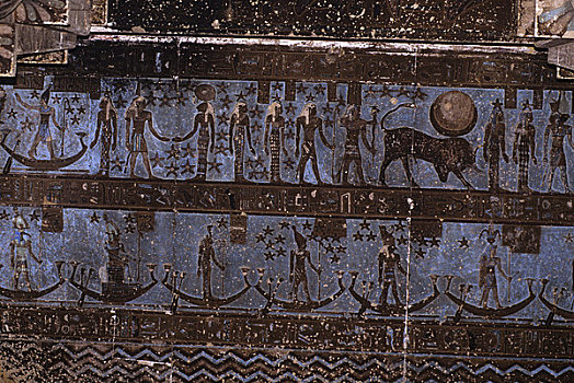 埃及,丹达拉,哈索尔神庙,壁画