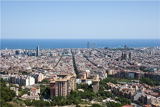 风景,上方,巴塞罗那,西班牙