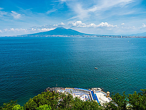 风景,上方,海湾地区,那不勒斯,后面,维苏威火山,坎帕尼亚区,意大利,欧洲