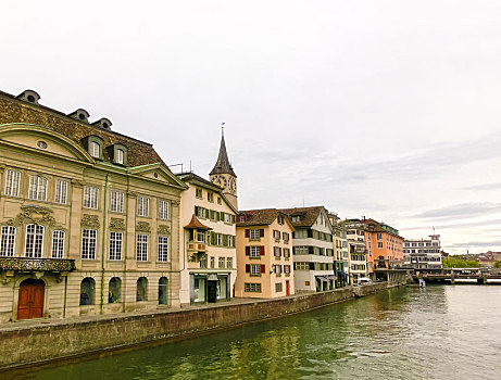 风景,苏黎世,河,林马特河,瑞士