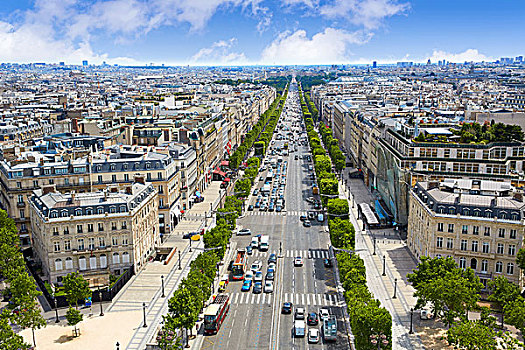 巴黎,天际线,香榭丽舍大街,协和飞机,航拍,法国