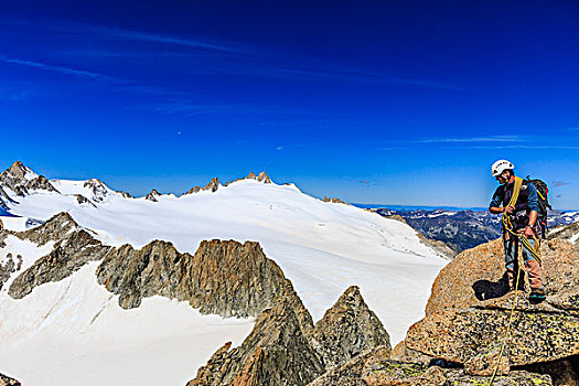 登山,顶峰,勃朗峰,山丘,阿尔卑斯山,瓦莱州,瑞士,欧洲
