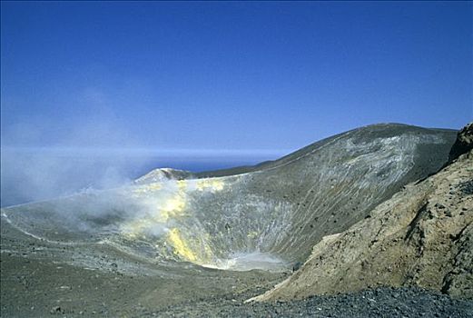 火山,埃奥利群岛,意大利,火山口