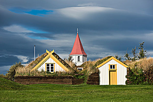 教堂,草皮,房子,建筑,博物馆,区域,冰岛,欧洲