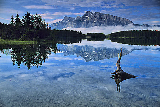 反射,山,湖,伦多山,加拿大,班夫国家公园,班芙国家公园,艾伯塔省