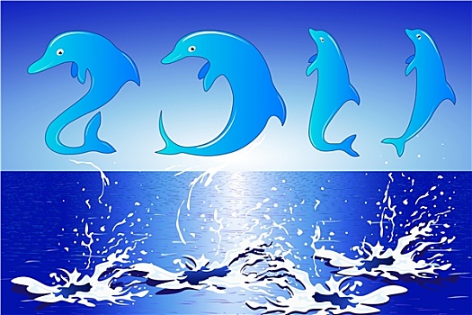 海豚,跳跃,新年