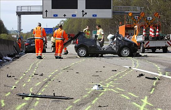 交通事故,五个,人,受伤,高速公路,连通,北莱茵威斯特伐利亚,德国,欧洲