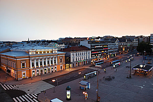 芬兰,区域,西部,土尔库,市场,广场,瑞典人,剧院