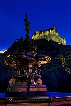 喷泉,爱丁堡城堡,爱丁堡,苏格兰