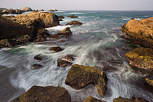 岩石海岸,靠近,自然保护区,海洋,加利福尼亚,美国