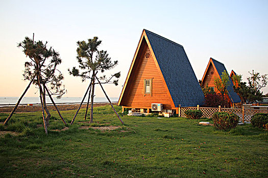 海边沙滩的看海小屋