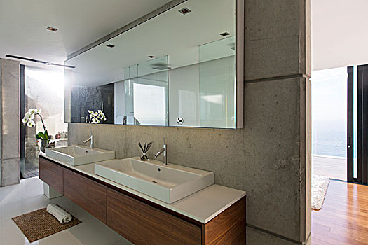 水槽,镜子,现代,卫生间
