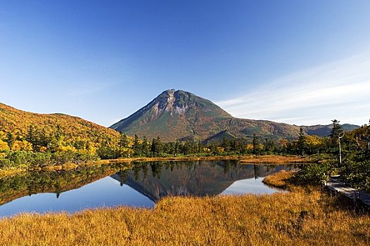 湖,山,秋叶