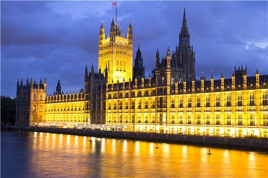 议会,夜晚,伦敦,英格兰