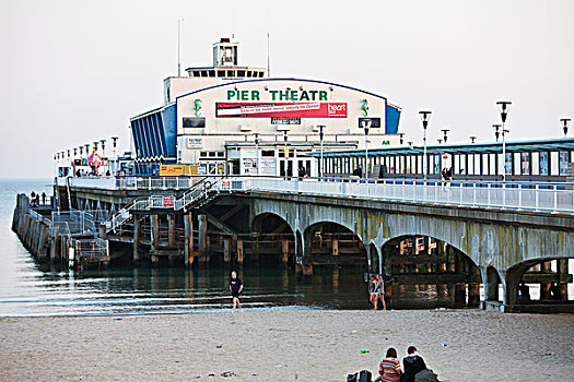 码头,剧院,晴天,高处,海滩,多西特,英格兰,英国