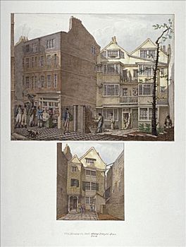 两个,17世纪,房子,小铃铛,小路,伦敦,1818年,艺术家