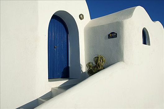 房门,蓝色,门,锡拉岛,基克拉迪群岛,爱琴海,希腊