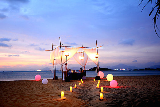 烛光,海滩
