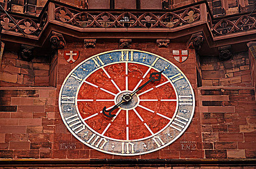 钟表,塔,大教堂,赫兰斯大街,德国,布赖施高,巴登符腾堡,欧洲