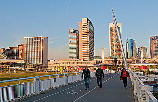 市区,维尔纽斯,立陶宛,新,白色,桥,天际线,摩天大楼