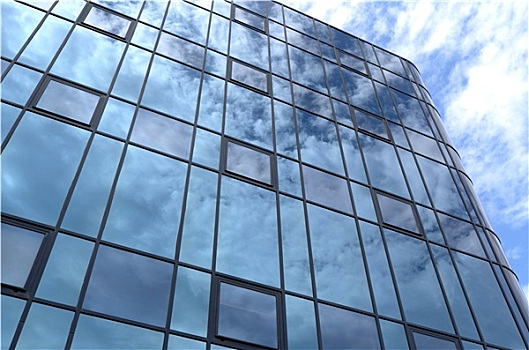 玻璃幕墙,写字楼,反射,云,荷兰