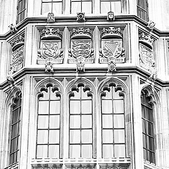 伦敦,老,历史,议会,玻璃,窗户,建筑,平台