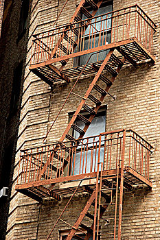 户外,金属,防火梯,公寓楼,格林威治村,曼哈顿,纽约