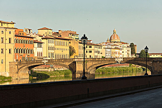 风景,阿尔诺河,圆顶,背景,佛罗伦萨,托斯卡纳,意大利,欧洲