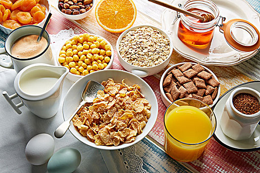 早餐,健康,粮食,咖啡,橙汁,蛋