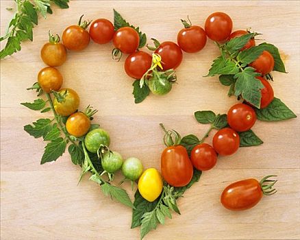 西红柿,叶子,心形,木板