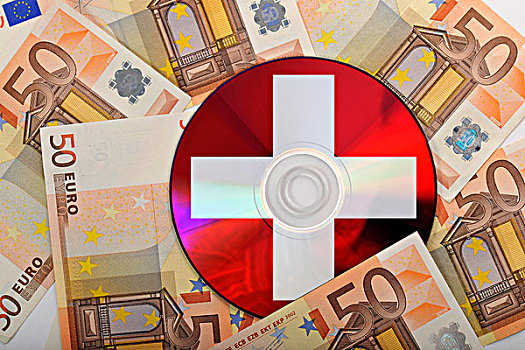 dvd,欧元,钞票,国家,旗帜,瑞士,象征,图像,购买,逃税,银行,保密,隐秘