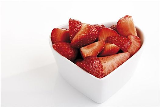 新鲜,草莓,心形,碗